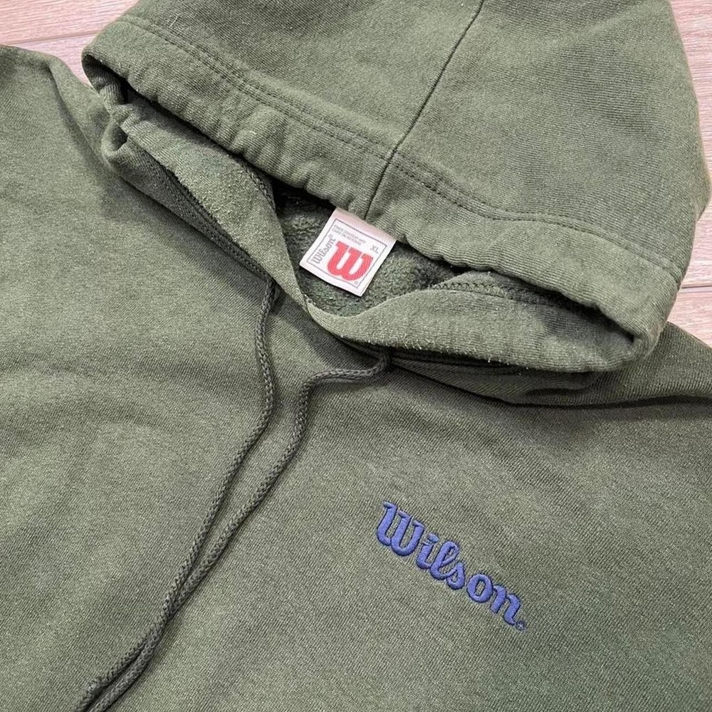 Vintage 90s Wilson athletics heavyweight faded green essential blank hoodie